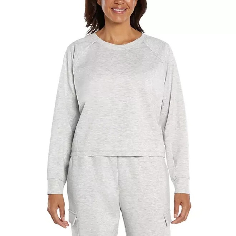 Express Womens Long Sleeve Pullover Size L Light Grey Heather Raglan Crew Neck